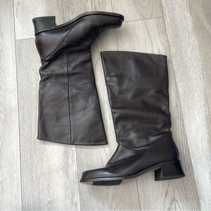 Markon Shelly Boots leather calf chunky heel womens Brown size 6M y2k vintage
